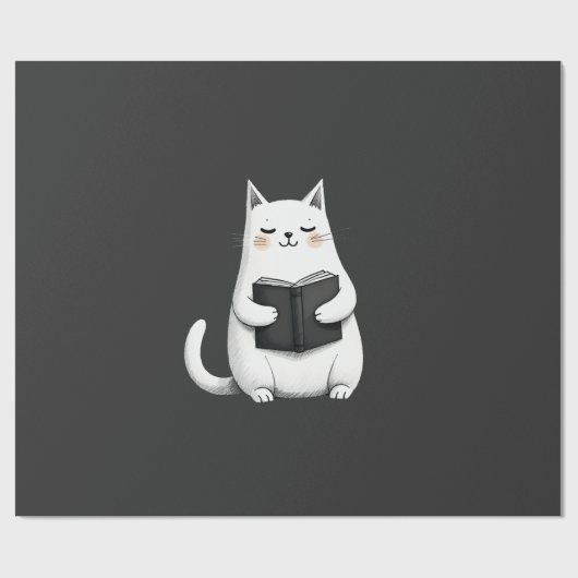本を読む猫 面白い猫 本好き ラッピングペーパー (フラット)