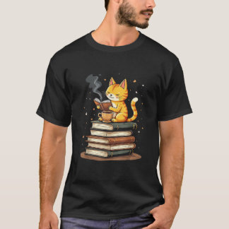 本を読む猫 Tシャツ