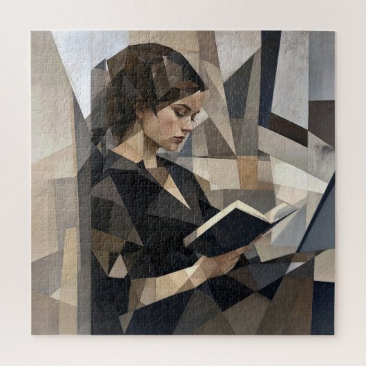 本を読む若い女性 ジグソーパズル (縦)