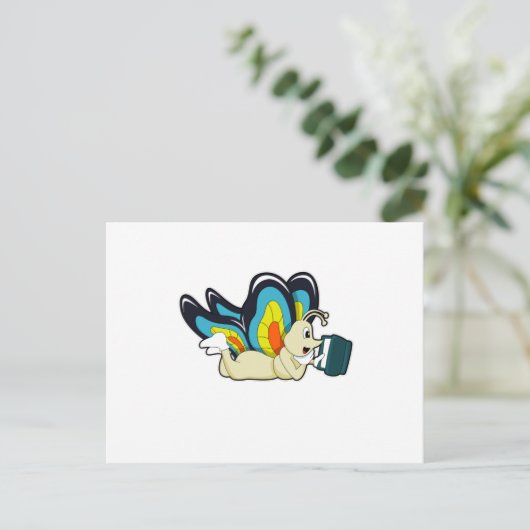 本を読む蝶 ポストカード (スタンド正面)