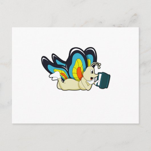 本を読む蝶 ポストカード (正面)