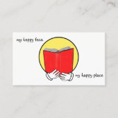 本を読む顔文字-本屋か図書館 名刺 (正面)