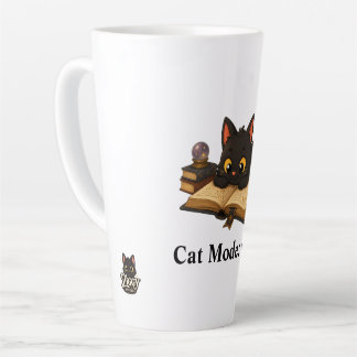 本を読む黒猫のジギー カフェラテマグ