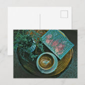 本を読む、コーヒーを飲む ポストカード (正面/裏面)