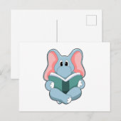 本を読んでいるリーディングの象 ポストカード (正面/裏面)