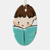 本を読んでいる子供 セラミックオーナメント (右)