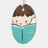 本を読んでいる子供 セラミックオーナメント (左)