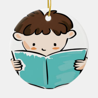 本を読んでいる子供 セラミックオーナメント