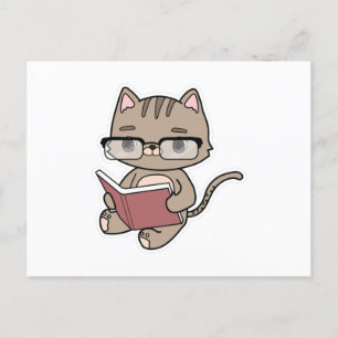 本を読んでいる猫 ポストカード