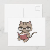 本を読んでいる猫 ポストカード (正面/裏面)