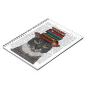 本を頭に載せたグレー猫 ノートブック (左側)