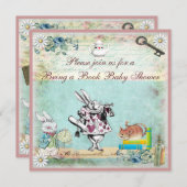 本アリス及びチェシャー猫のベビーシャワーを持って来て下さい 招待状 (正面/裏面)