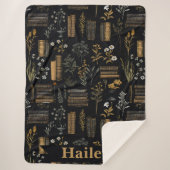 本エレガントデザイン- Dark Academia -ヴィンテージ本 シェルパブランケット (正面)