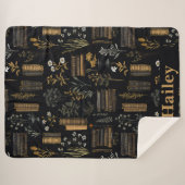 本エレガントデザイン- Dark Academia -ヴィンテージ本 シェルパブランケット (正面(横))