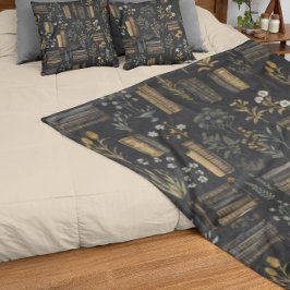 本エレガントデザイン- Dark Academia -ヴィンテージ本 シェルパブランケット