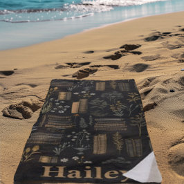 本エレガントデザイン- Dark Academia -ヴィンテージ本 ビーチタオル