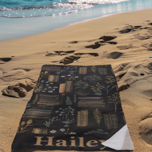 本エレガントデザイン- Dark Academia -ヴィンテージ本 ビーチタオル