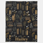 本エレガントデザイン- Dark Academia -ヴィンテージ本 フリースブランケット (正面)