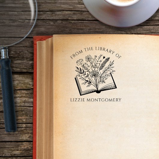 本エレガント書室の植物学カスタム ラバースタンプ