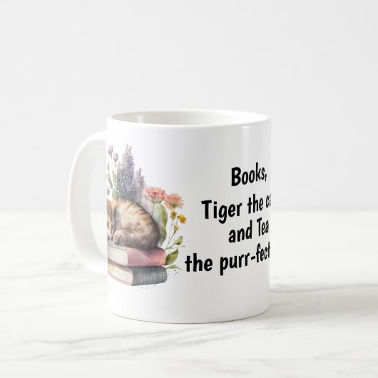 本カスタム好き、猫好きとコーヒー友達 コーヒーマグカップ (正面左)