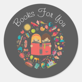 本カラフルデザイン図書事業ブランディング ラウンドシール