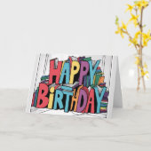 本クールカラフル及びハッピーバースデー抽象芸術 カード (黄色い花)