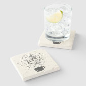 本コーヒーおよびあなたは私を幸せにさせます ストーンコースター (横)