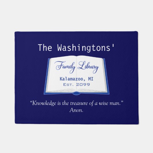 本スケッチ付きファミリーライブラリ&引用文ドアマット ドアマット (正面)