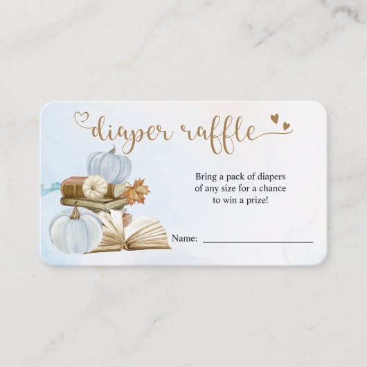 本テーマブルーベビーシャワーおむつラッフルカード エンクロージャーカード (正面)