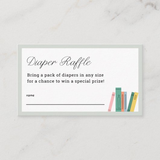 本テーマベビーシャワーおむつラッフルチケット エンクロージャーカード (正面)