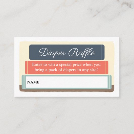 本テーマ図書館ベビーシャワーおむつラッフル エンクロージャーカード (正面)