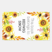 本パーソナライズされたはフローラ蔵書票 長方形シール (正面)