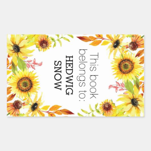 本パーソナライズされたはフローラ蔵書票 長方形シール (正面)