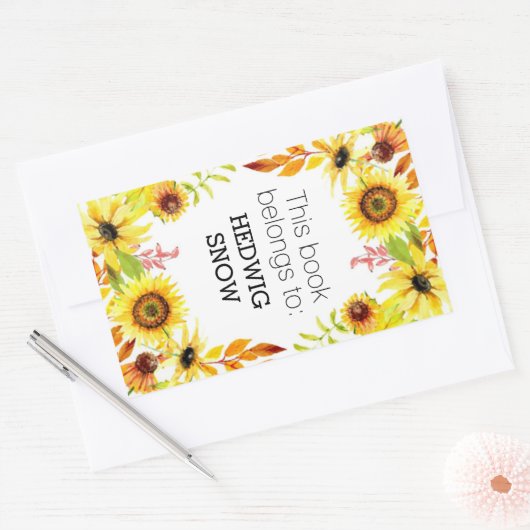 本パーソナライズされたはフローラ蔵書票 長方形シール (封筒)