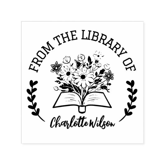 本パーソナライズされた印の書庫からのフローラ セルフインキングスタンプ (デザイン)