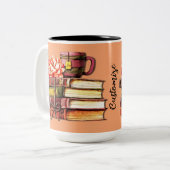 本パーソナライズされた及び茶桃 ツートーンマグカップ (正面左)