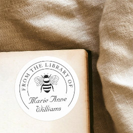 本パーソナライズされた書室の名前bee ラウンドシール