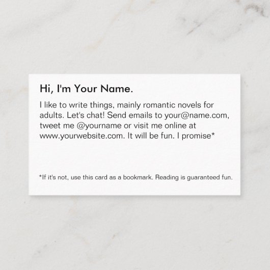 本プロモーション作家作家小説家 名刺 (裏面)