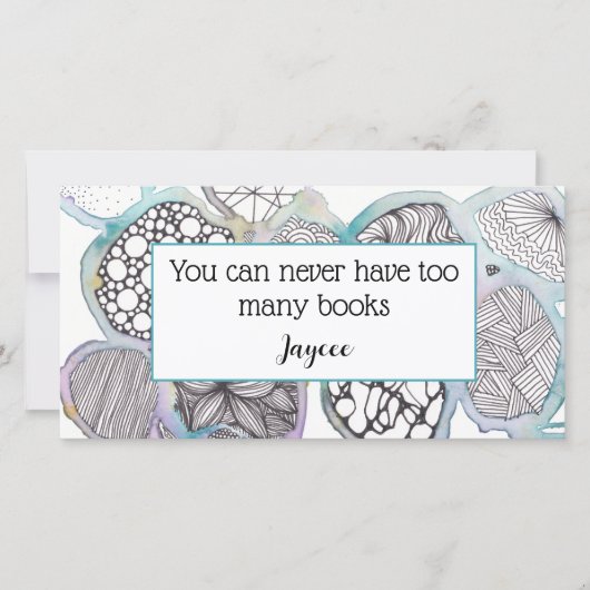 本マークパーソナライズされた、ミックスメディアドードルアート サンキューカード (正面)