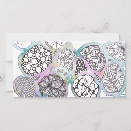 本マークパーソナライズされた、ミックスメディアドードルアート サンキューカード (裏面)