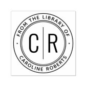 本ミニマル書図書館のモノグラムイニシャル セルフインキングスタンプ (デザイン)