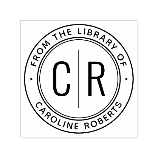 本ミニマル書図書館のモノグラムイニシャル セルフインキングスタンプ (デザイン)