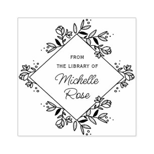 本モダン切手の図書室の枠 ラバースタンプ