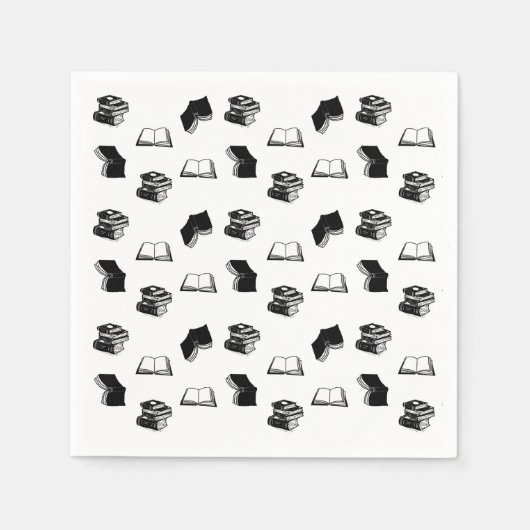 本モダン書本模様 スタンダードカクテルナプキン (正面)