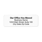 本事務所は住所変更の移転を行った ラベル (正面)