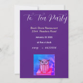 本付きフクロウ – 茶パーティの招待状 招待状 (裏面)