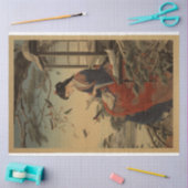 本伝統的付きウッドブロックジャパン女子 薄葉紙 (クラフト)