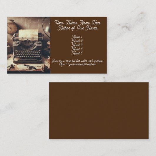 本作家マニュアルヴィンテージタイプライター茶色セピア 名刺 (正面/裏面)