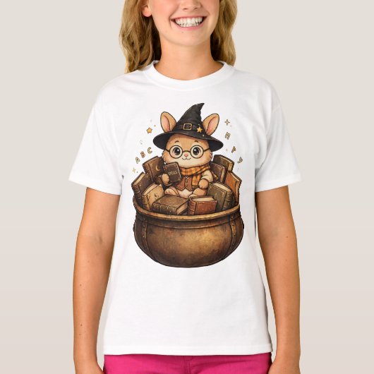 本好きうさぎ司書ウィッチ Tシャツ (正面)