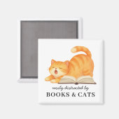 本好きなジンジャーの猫 楽しい読書家の名言 マグネット (正面/裏面)